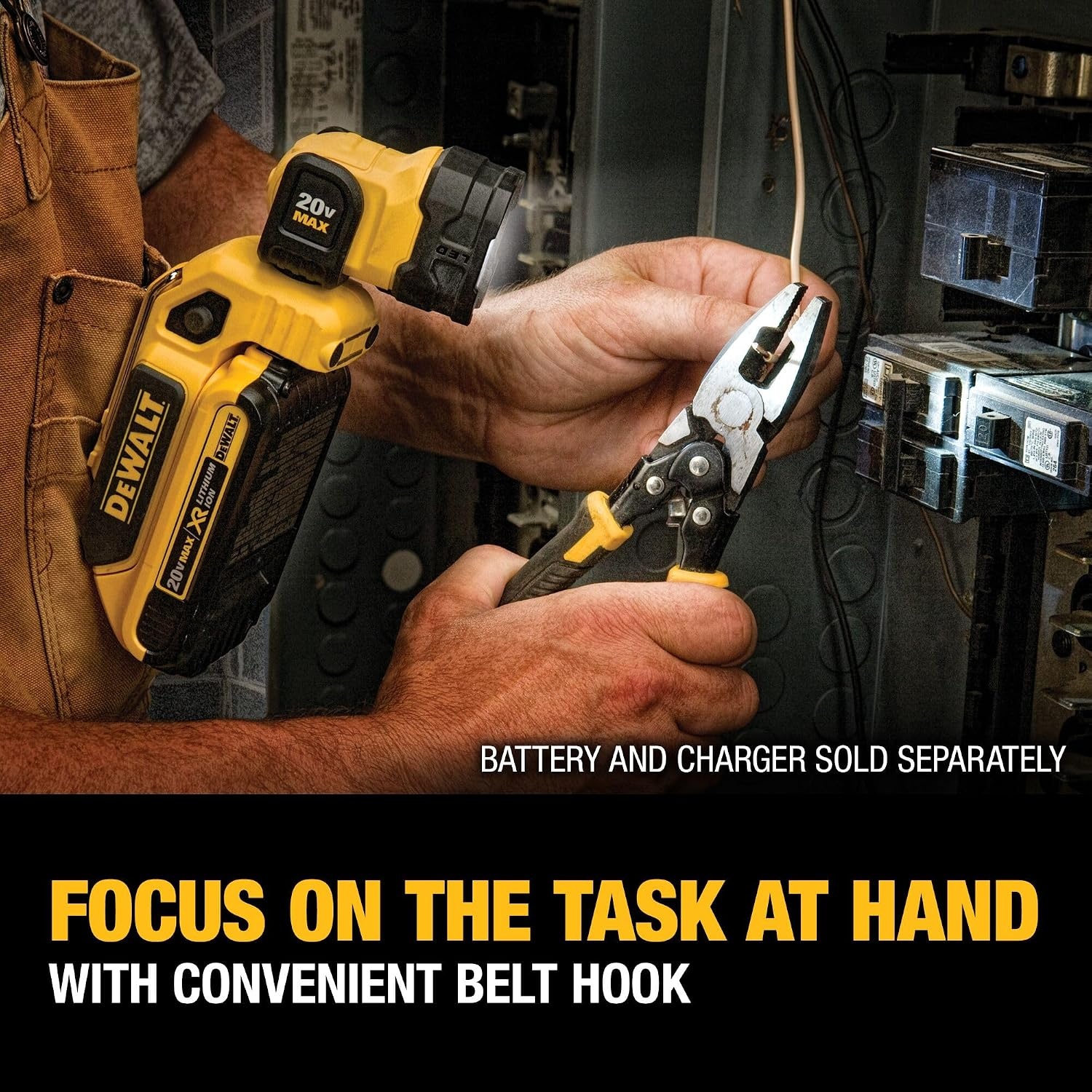 image:imageDEWALT 20V MAX LED Work Light Rechargeable LED Flashlight Magnetic Flashlight Freestanding and ClipOn Light 360 degree pivoting Head Tool Only DCL044