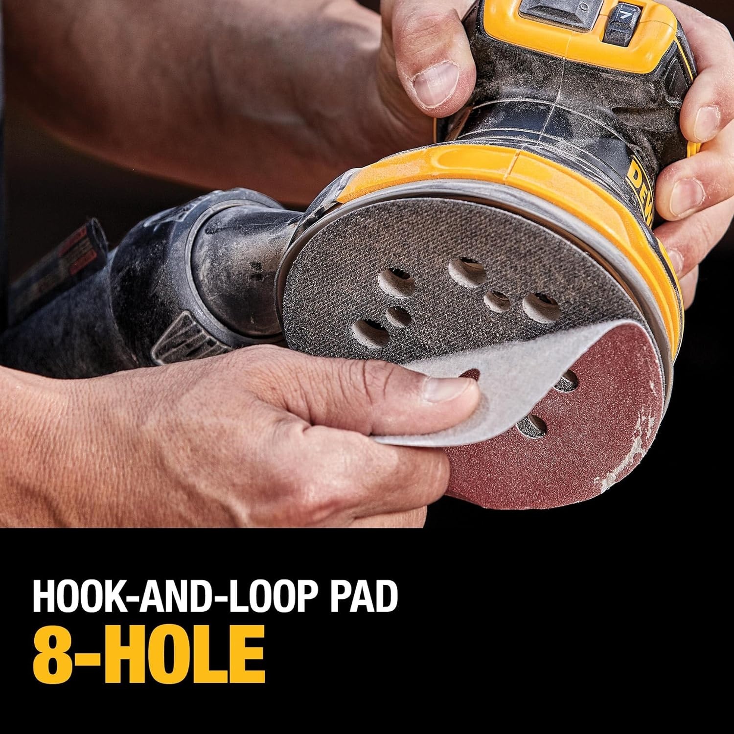 image:imageDEWALT 20V MAX Orbital Sander Cordless 5Inch Sander Tool 2Ah 800012000 OPM Variable Speed Dial Storage Bag Battery and Charger Included DCW210D1