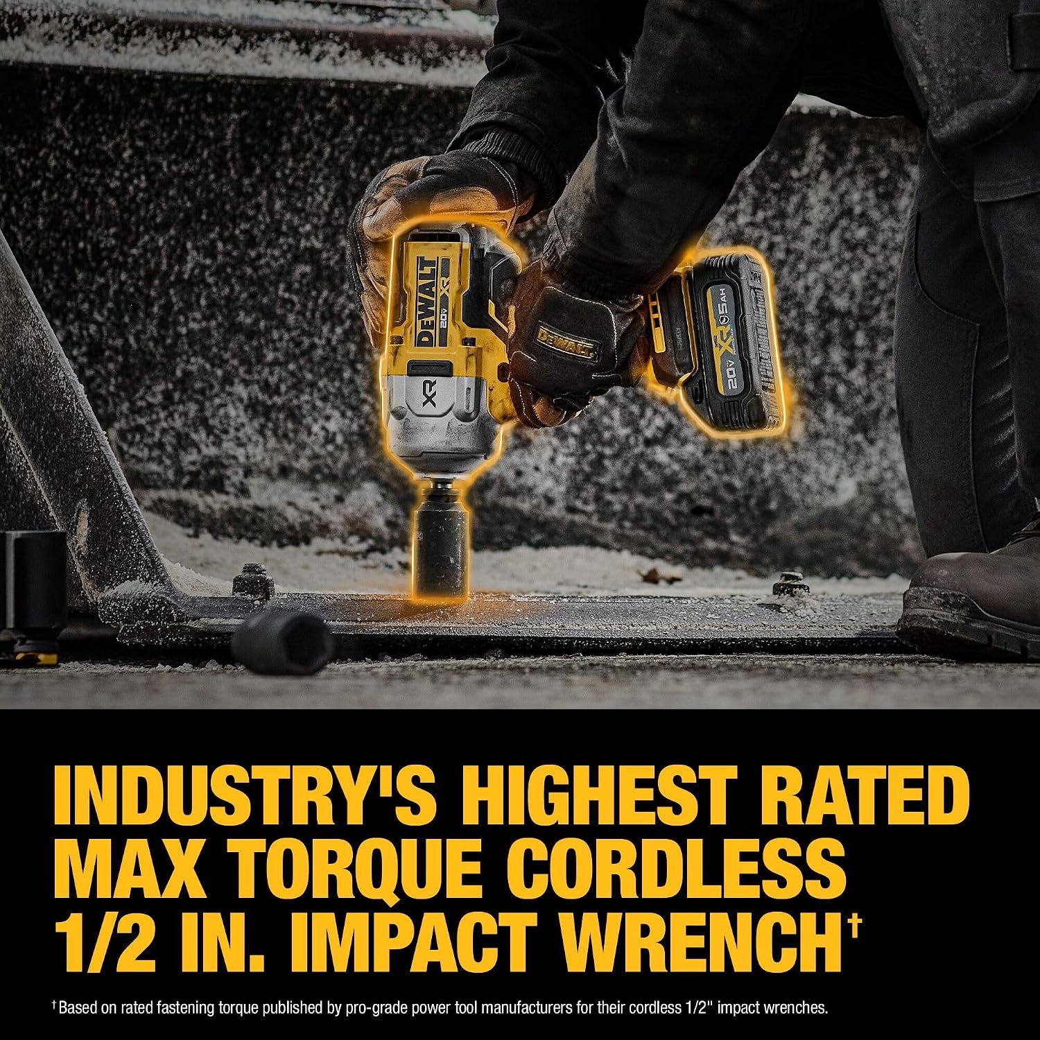 image:imageDEWALT 20V MAX XR 12 Inch Cordless Impact Wrench Kit with Hog Ring Anvil Battery and Charger Included DCF961GP1Kit with Battery