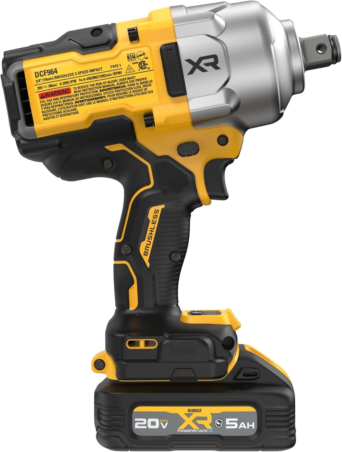 image:imageDEWALT 20V MAX XR 34 Inch Cordless Impact Wrench Kit with POWERSTACK Battery and Charger DCF964GH1