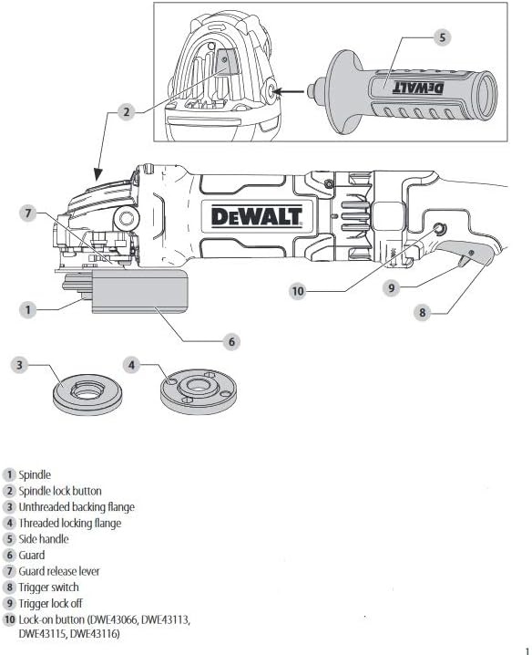 image:imageDEWALT Angle Grinder Tool 412 to 5Inch Trigger Switch DWE43115N