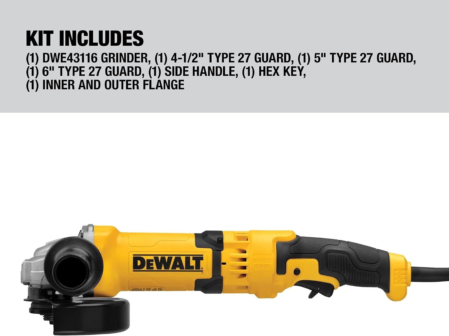 image:imageDEWALT Angle Grinder Tool 412Inch to 5Inch Trigger Switch DWE43116Classic