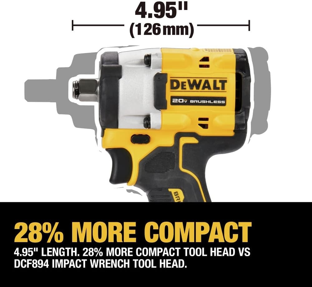 image:imageDEWALT DCF921P2 ATOMIC 20V MAX 12 in Cordless Impact Wrench with Hog Ring Anvil Kit 300 FtLbs Fastening450 FtLbs Breakaway 4 Speeds Kit DCF921 DCB115 2 DCB205 5ah