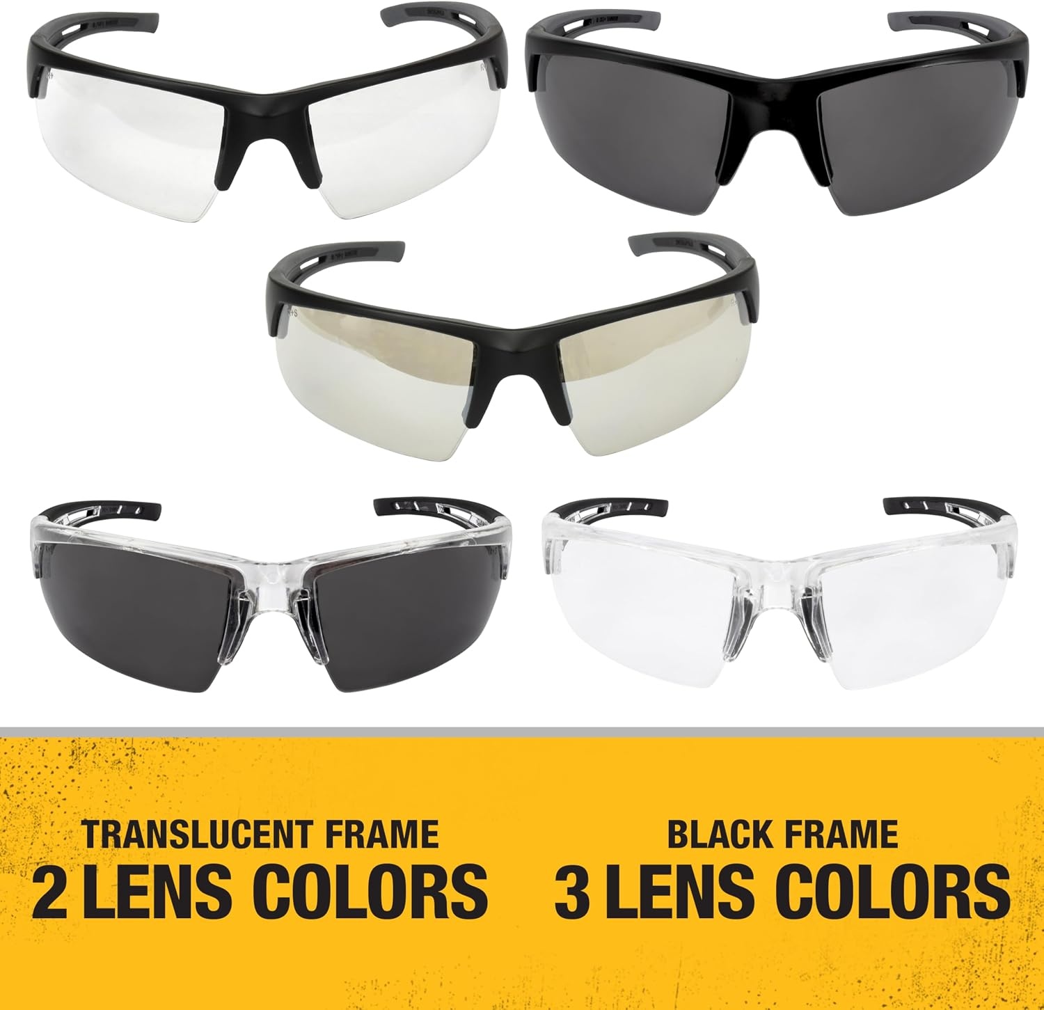 image:imageDEWALT DPG1002D Crosscut Safety Glasses Black Half Frame Smoke Lens ANSI Z871 1 PairBlack Smoke