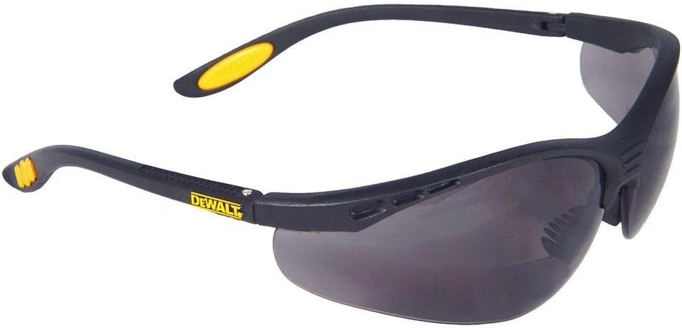 image:imageDEWALT DPG59 Reinforcer RxBifocal High Performance Protective Eyeware with Rubber Temples and Protective Eyeglass Sleeve Smoke Lens 25 DiopterBlack Frame Smoke Lens