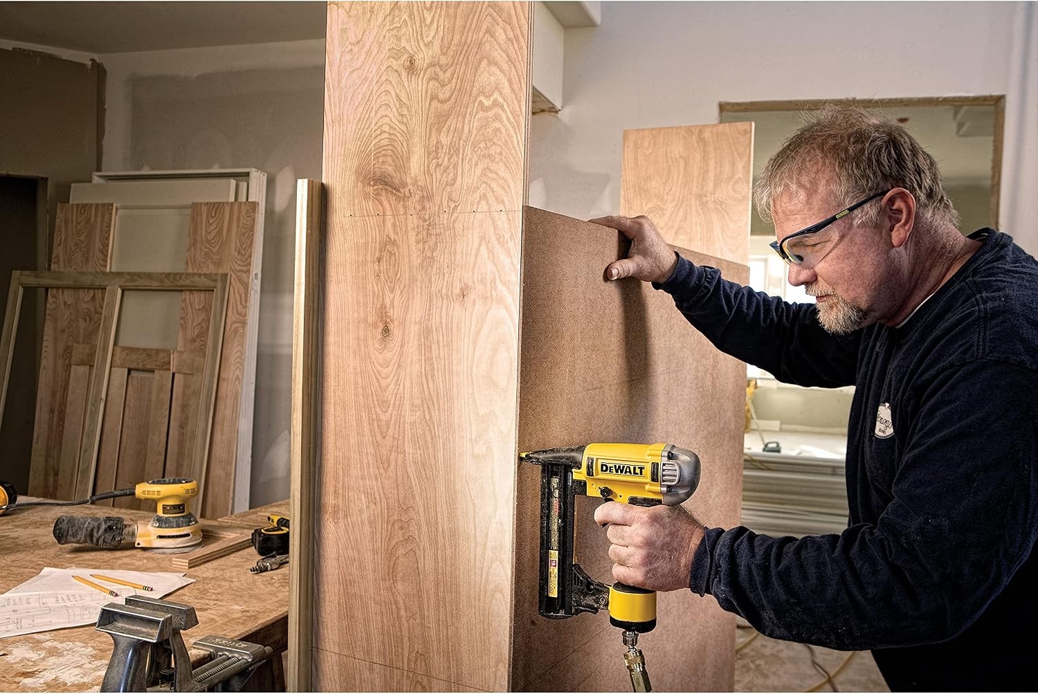 image:imageDEWALT DPG59125C Reinforcer RxBifocal 25 Clear Lens High Performance Protective Safety Glasses with Rubber Temples and Protective Eyeglass SleeveBlack Frame Clear Lens