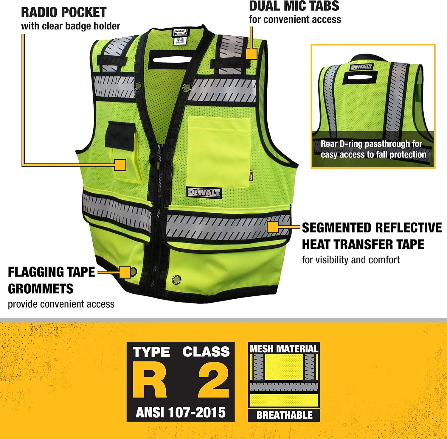 image:imageDEWALT DSV521 Class 2 Heavy Duty Surveyor Vest XLarge