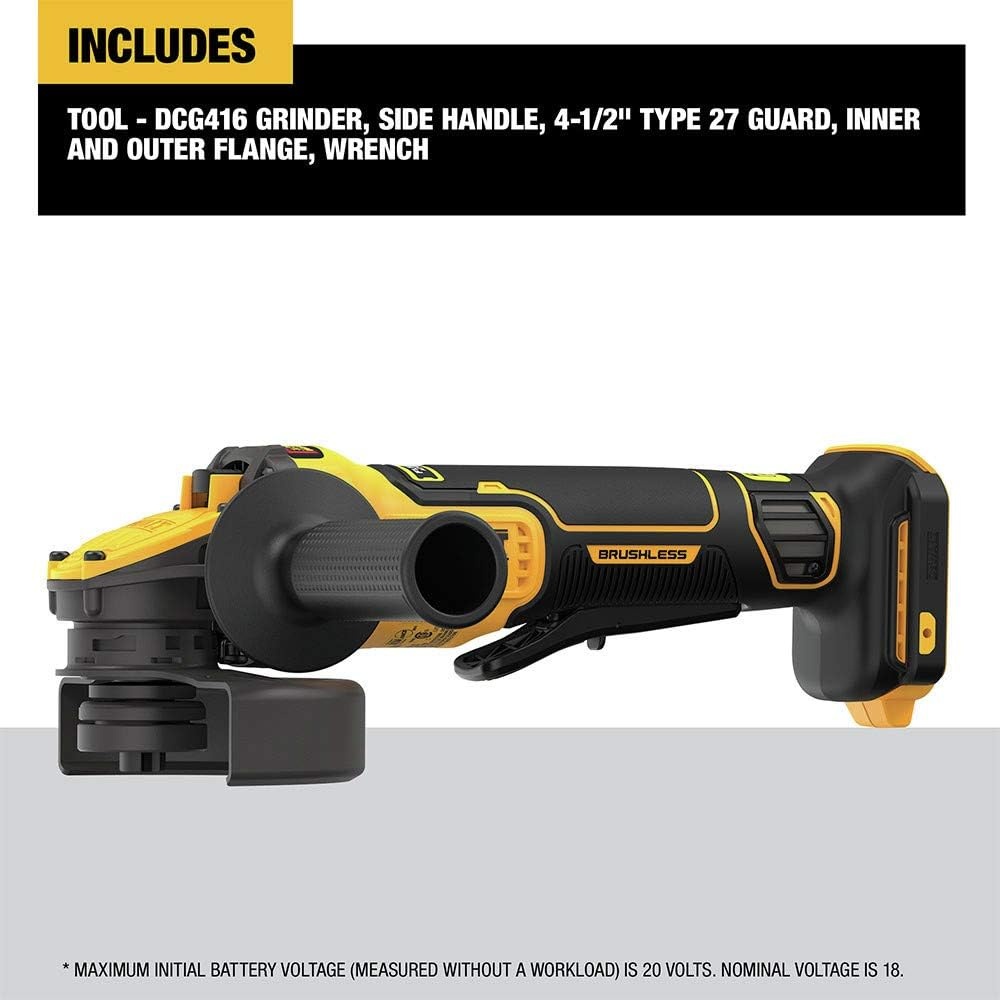 image:imageDEWALT FLEXVOLT ADVANTAGE 20V MAX Angle Grinder Paddle Switch 412Inch to 5Inch Tool Only DCG416B 412Inch to 5Inch Tool Only DCG416B