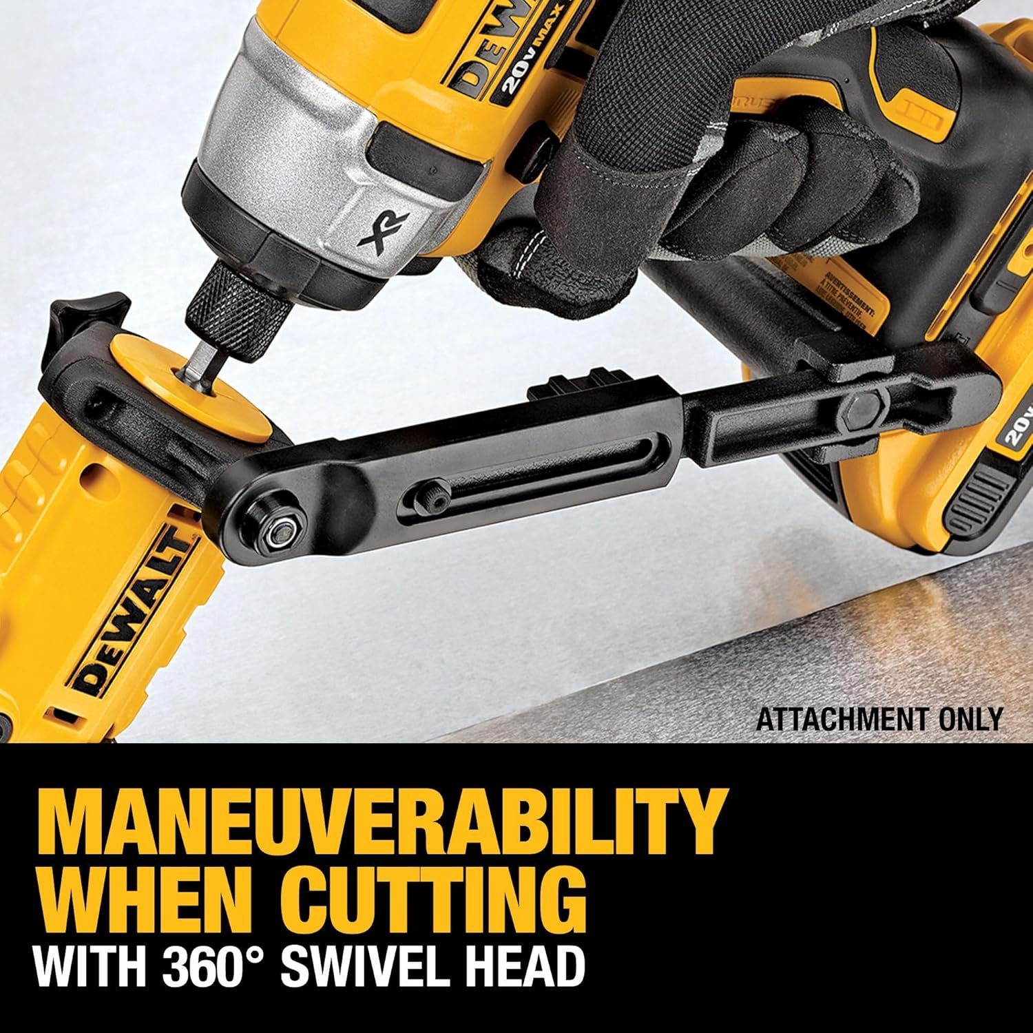 image:imageDEWALT Metal ShearCutter Drill Attachment Impact Ready 360 Degree Pivoting Head Cuts 18GA Material DWASHRIRYellow Black
