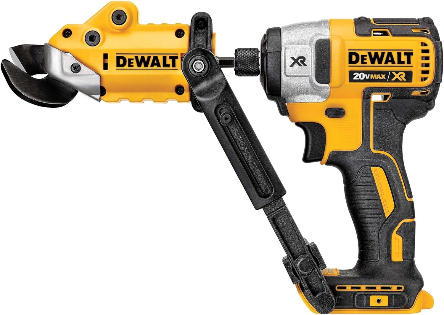 image:imageDEWALT Metal ShearCutter Drill Attachment Impact Ready 360 Degree Pivoting Head Cuts 18GA Material DWASHRIRYellow Black