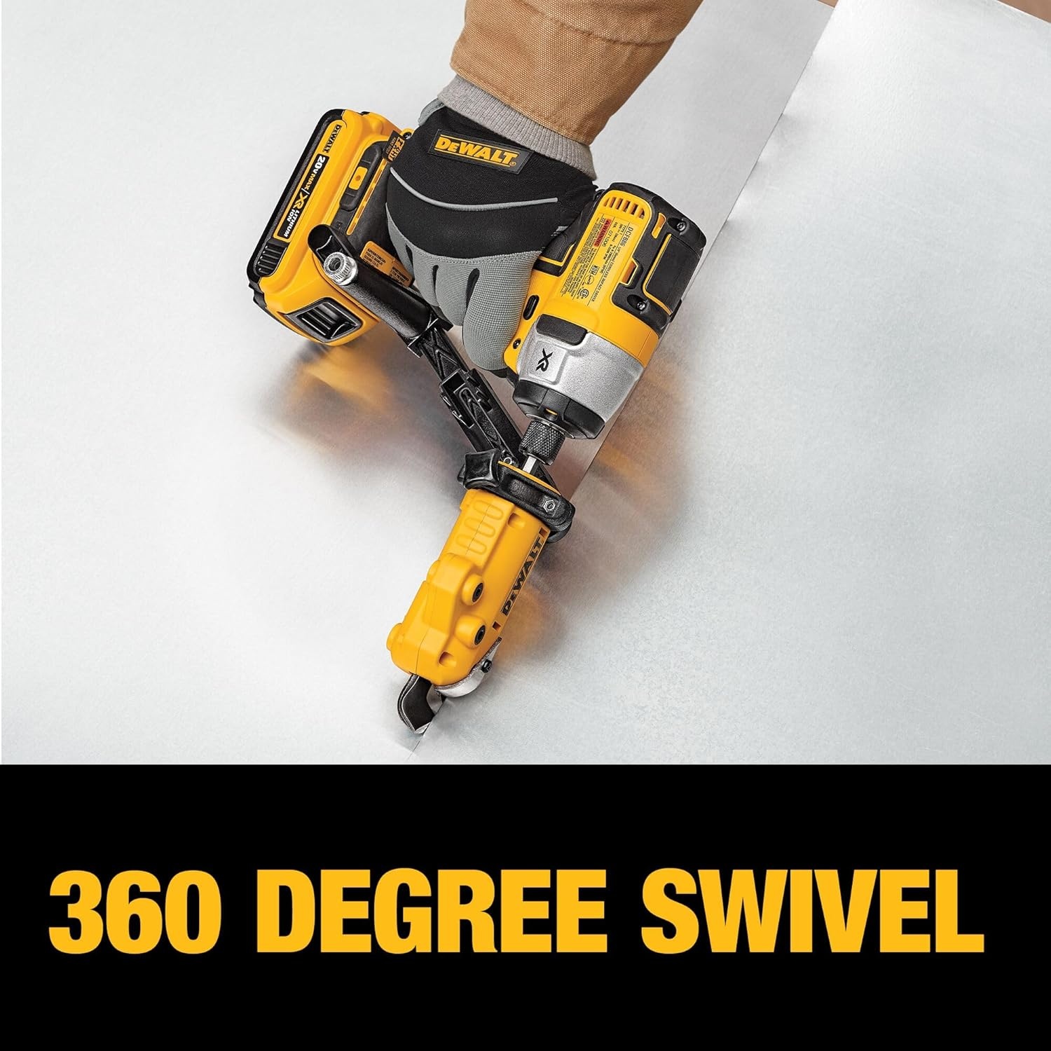 image:imageDEWALT Metal ShearCutter Drill Attachment Impact Ready 360 Degree Pivoting Head Cuts 18GA Material DWASHRIRYellow Black