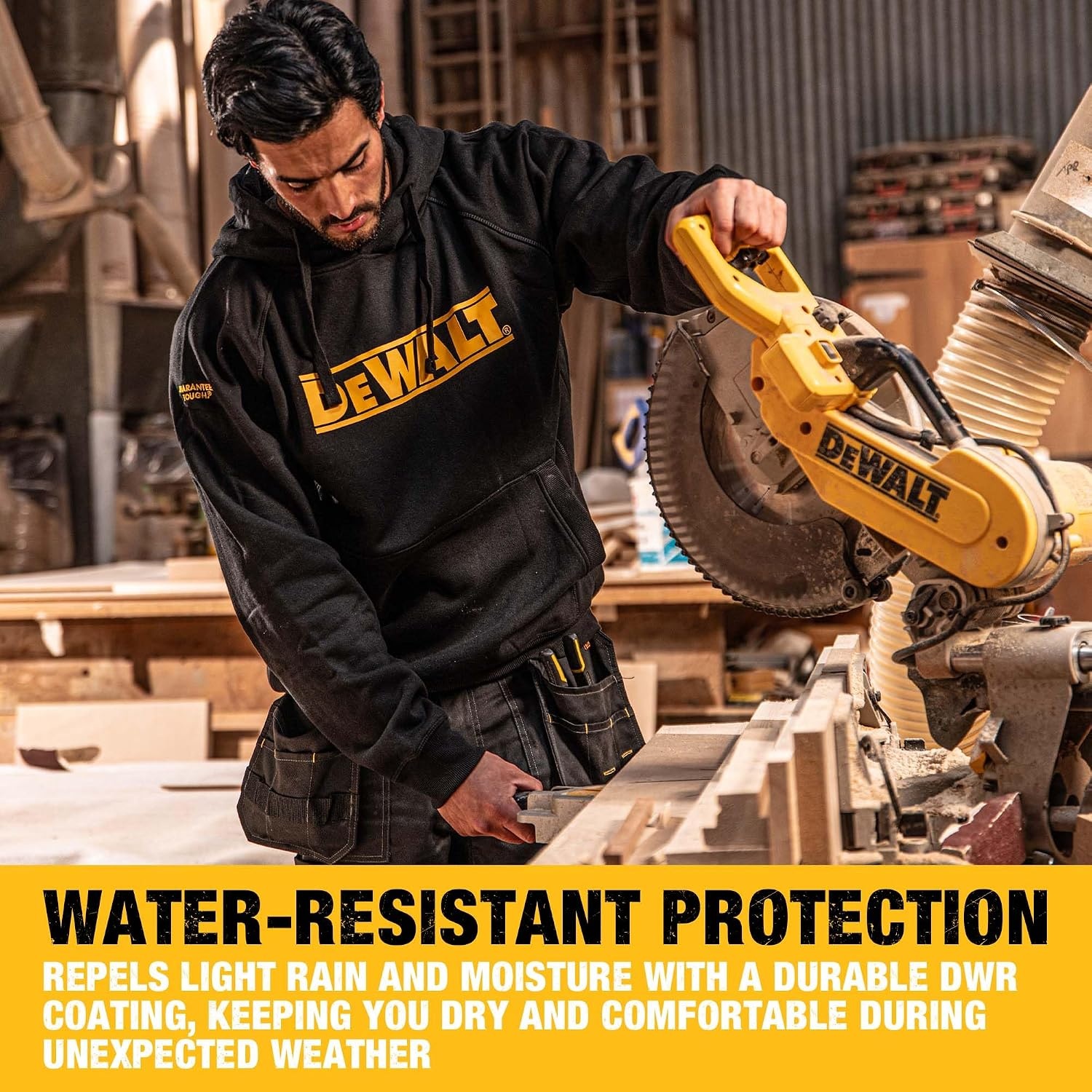 image:imageDEWALT Rexburg Mens Water Resistant Cottonpoly Heavy Duty Work HoodieBlack