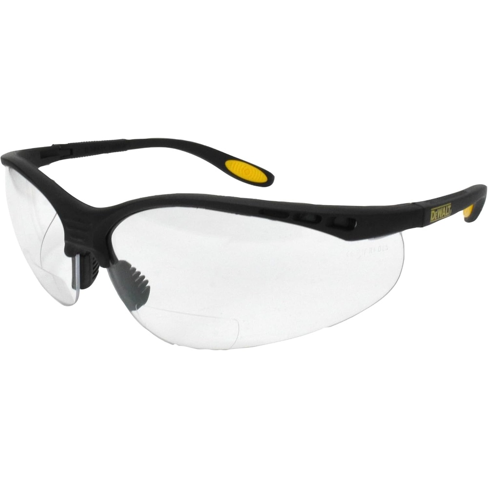 image:imageDEWALT DPG59125C Reinforcer RxBifocal 25 Clear Lens High Performance Protective Safety Glasses with Rubber Temples and Protective Eyeglass SleeveBlack Frame Clear Lens