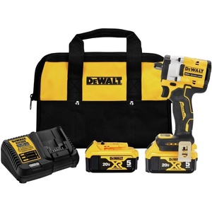 DEWALT DCF921P2 ATOMIC 20V MAX* 1/2 in. Cordless Impact Wrench with Hog Ring Anvil Kit | 300 Ft-Lbs Fastening/450 Ft-Lbs Breakaway, 4 Speeds, Kit: DCF921, DCB115, 2) DCB205 5ah