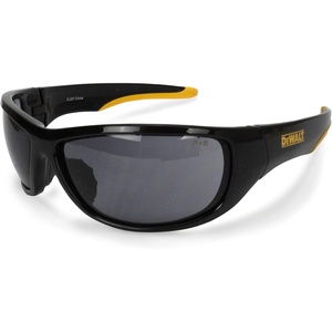 DEWALT DPG94-2C Dominator Z87+ Safety Glasses – Black Full Frame & Smoke Lens – Rubber Temples & Nosepiece – 1 Pair