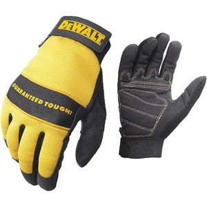 Dewalt DPG20L All Purpose Synthetic Leather Palm Spandex Back Velcro Wrist Work Glove, Large, Yellow/ Black