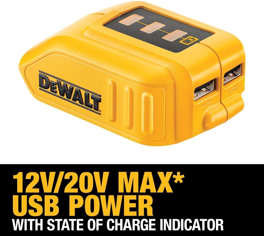 image:imageDEWALT 12V20V MAX USB Charger with 2 Ports and State of Charge IndicatorDCB090