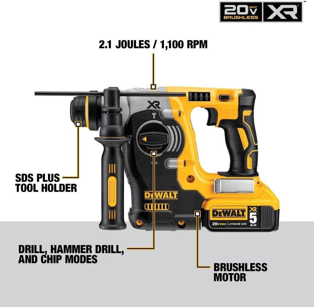 image:imageDEWALT DCH273P2 20V Max Brushless SDS Rotary Hammer with 5 Ah BatteriesRotary Hammer