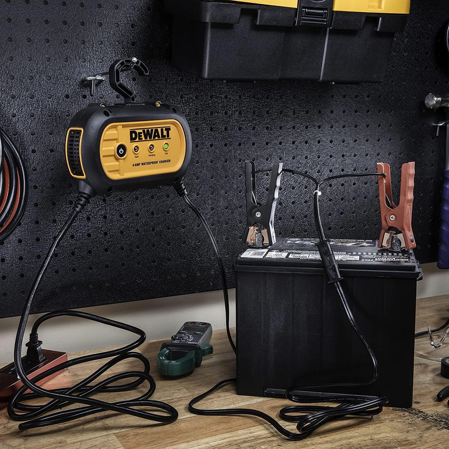 image:imageDEWALT DXAEWPC4 Fully Automatic 4 Amp 12V Waterproof Battery ChargerMaintainer with Cable Clamps