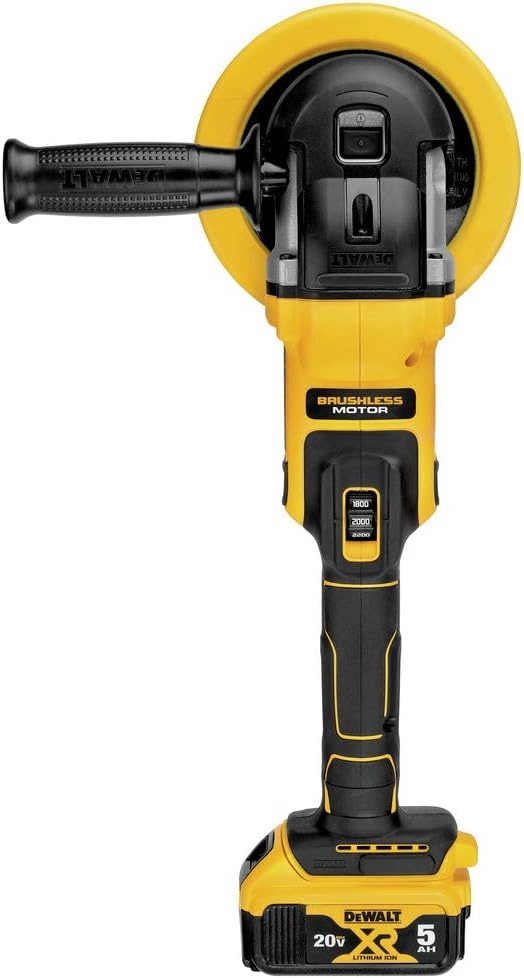 image:imageDEWALT 20V MAX XR Cordless Polisher Kit Rotary Variable Speed 7Inch 180 mm DCM849P2 Brushless Motor 8002200 Rpm Includes DCB206 60ah Batteries Charger 7 in Backing Plate 48 Lb