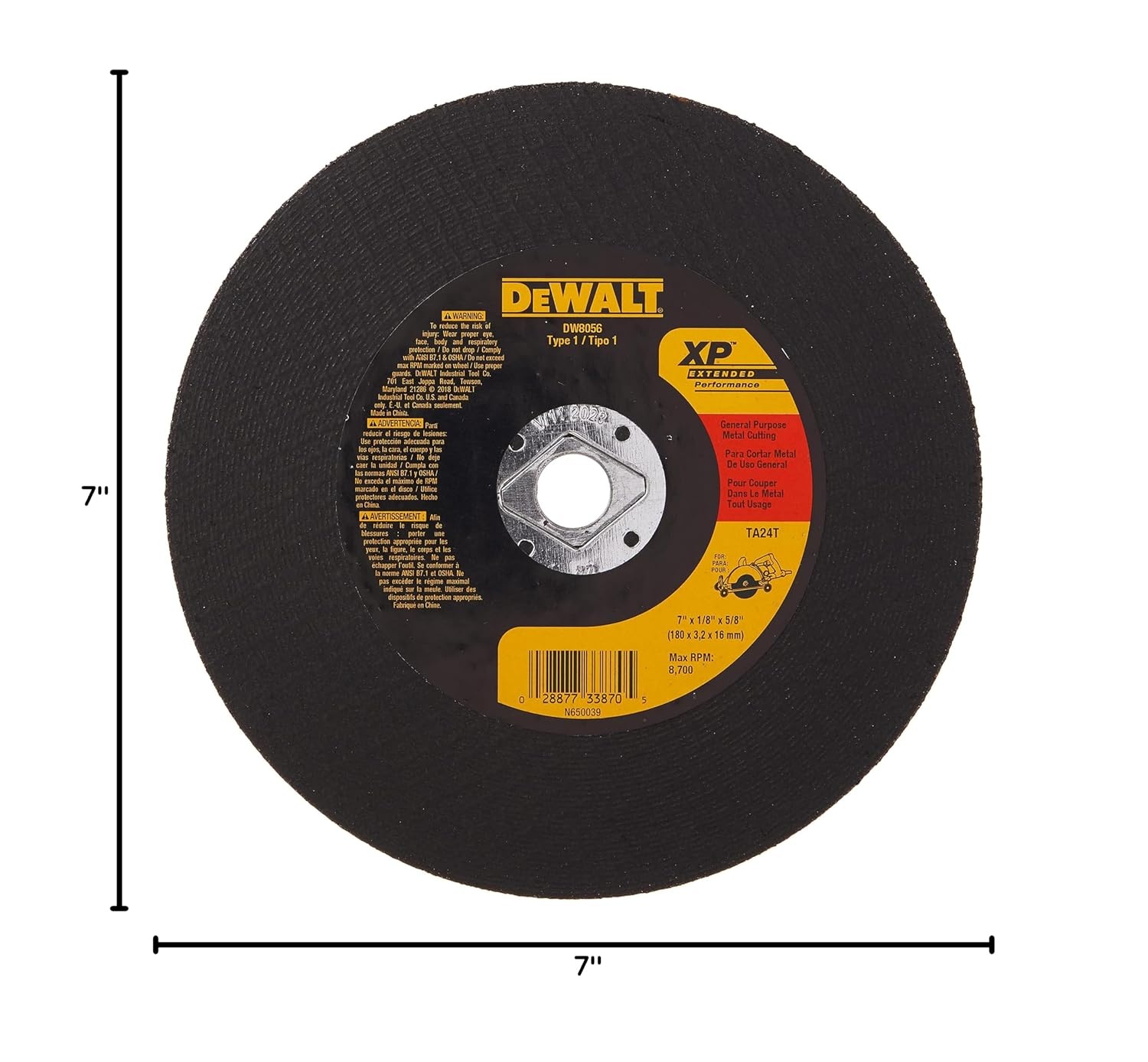image:imageDEWALT DW8056 7Inch Extended Performance Metal Abrasive Saw Blades1 Count Pack of 1