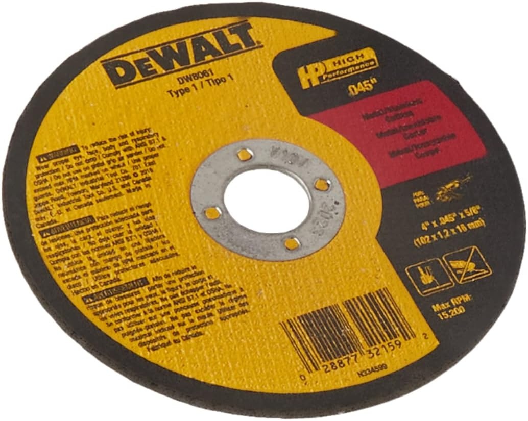 image:imageDEWALT DW8061 4Inch by 045Inch by 58Inch A60T Abrasive MetalINOX Cutting Wheel1 Count Pack of 1