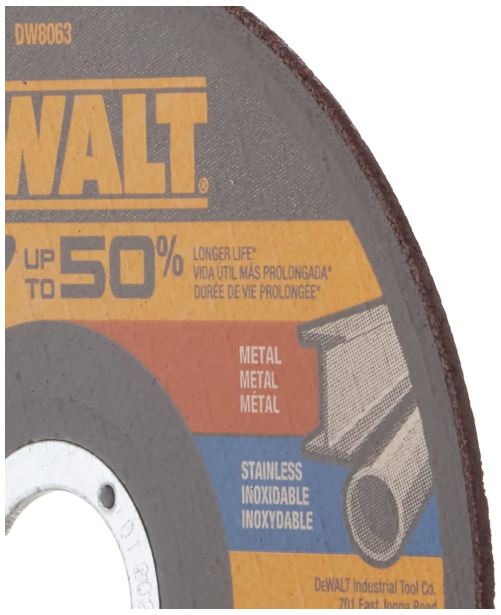 image:imageDEWALT DW8063 5Inch by 045Inch by 78Inch A60T Abrasive MetalINOX Cutting Wheel1 Count Pack of 5