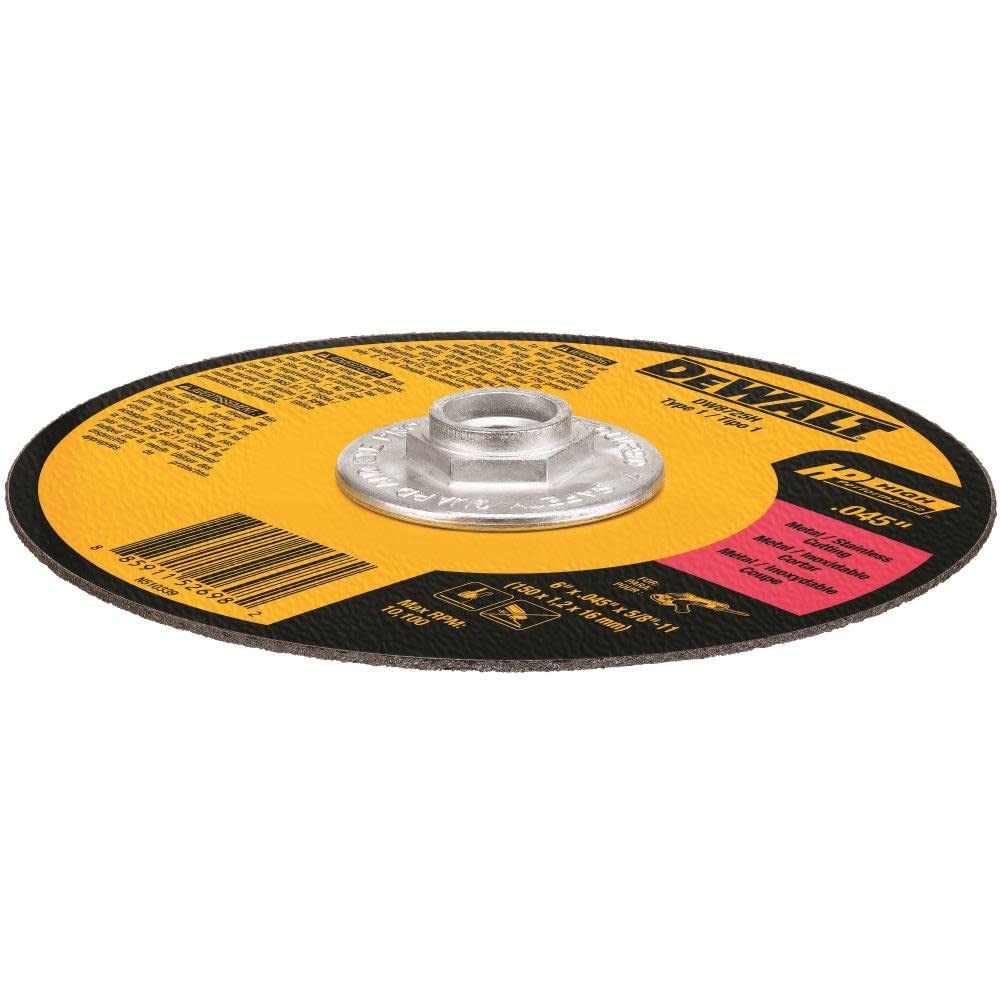 image:imageDEWALT DW8725H 6 x 045 x 5811 Hp Aluminum Oxide Cutoff Wheel1 Count Pack of 1