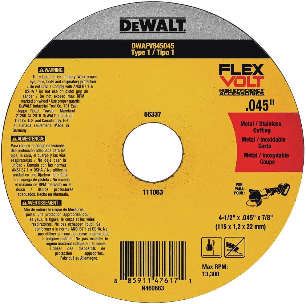 image:imageDEWALT DWAFV86045 FLEXVOLT T1 Cutting Wheel 6 x 045 x 78412 x 045 x 78