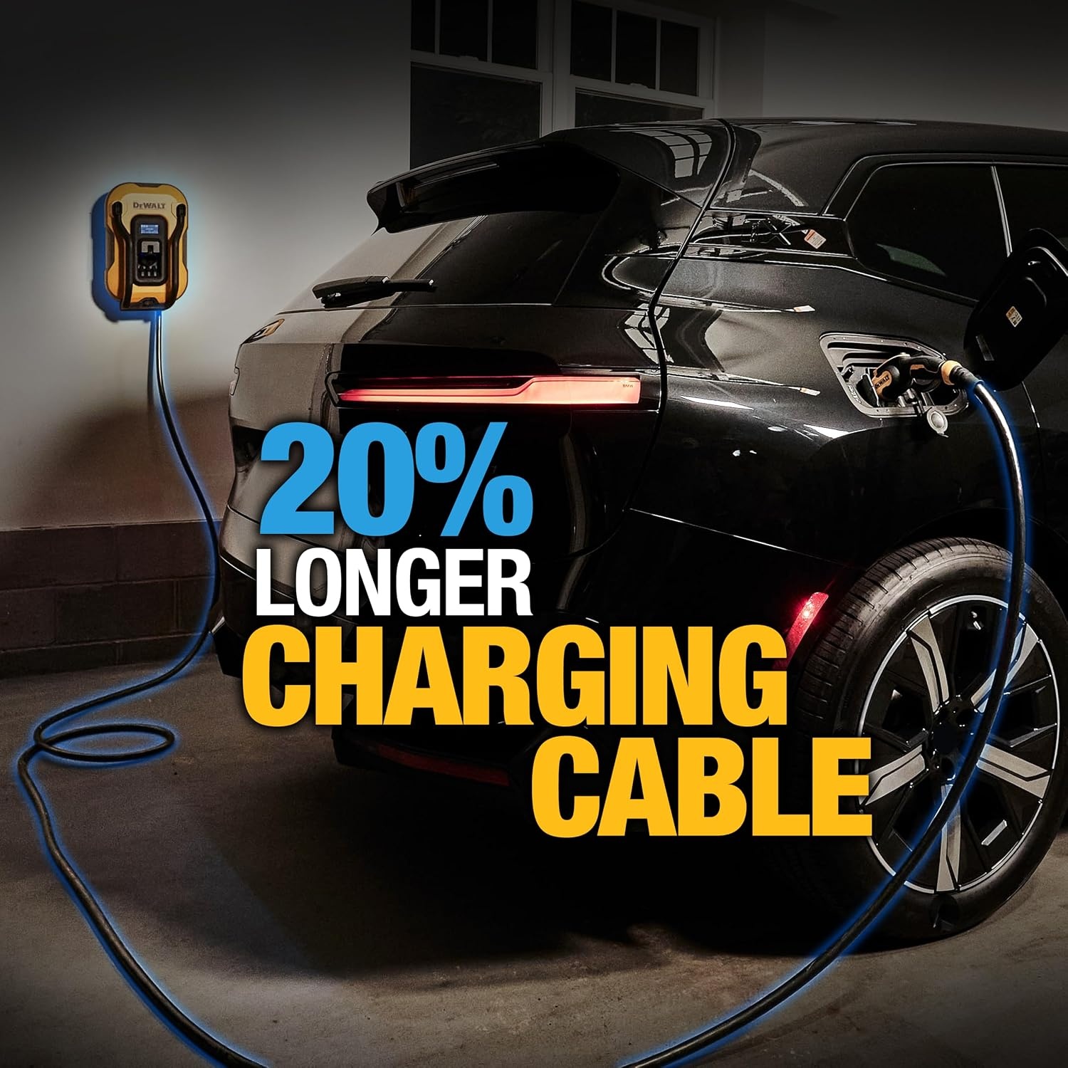 image:imageDEWALT Electric Vehicle Level 2 EV Charger up to 40 Amps 240V App Control Bluetooth amp WiFi CSA Certified IndoorOutdoor NEMA 1450 Plug Wall Mounted Charging Station with 25 ft Cable