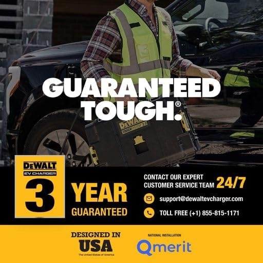 image:imageDEWALT Electric Vehicle Level 2 EV Charger up to 48 Amps 240V App Control Bluetooth amp WiFi CSA Certified IndoorOutdoor Hardwired Wall Mounted Charging Station with 25 ft Cable