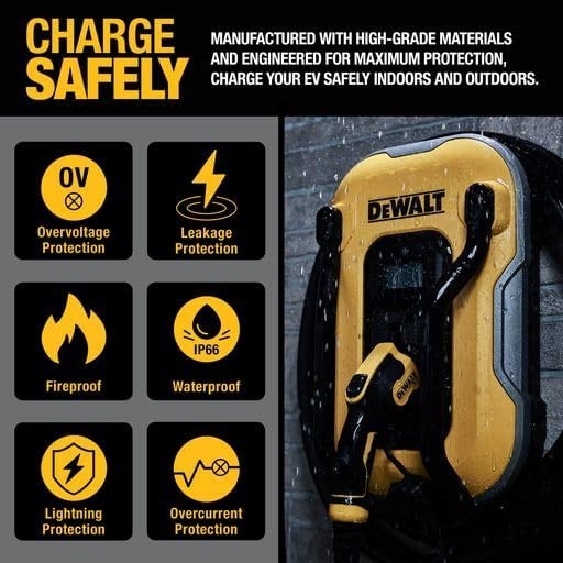 image:imageDEWALT Electric Vehicle Level 2 EV Charger up to 48 Amps 240V App Control Bluetooth amp WiFi CSA Certified IndoorOutdoor Hardwired Wall Mounted Charging Station with 25 ft Cable