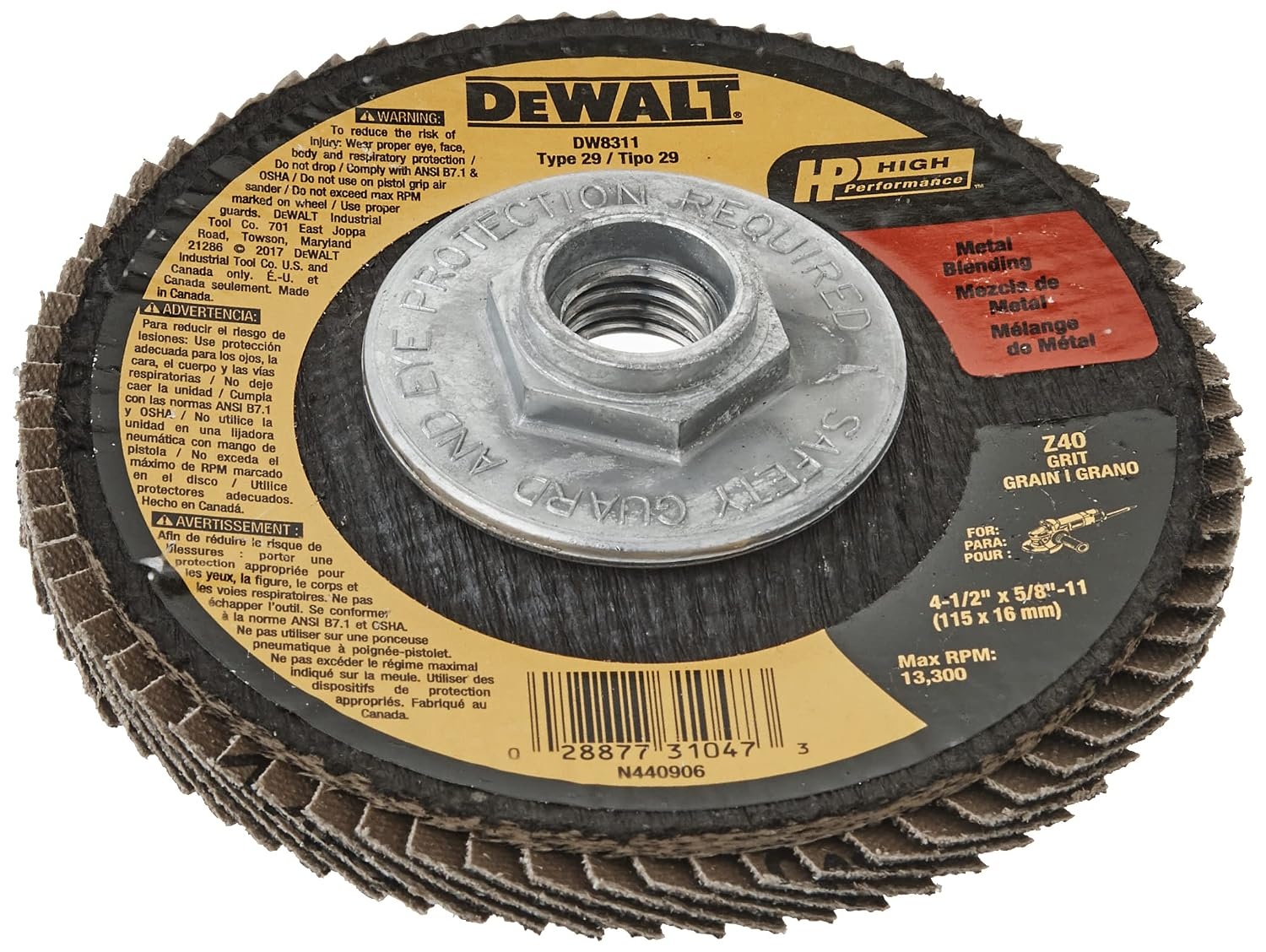 image:imageDEWALT Flap Disc Zirconia 412Inch x 78Inch 80Grit DW830958Inch11 Hub 1 Count