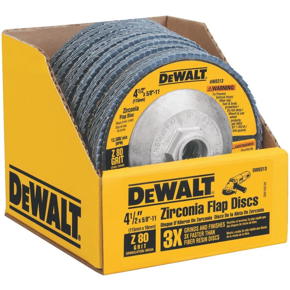 image:imageDEWALT Flap Disc Zirconia 412Inch x 78Inch 80Grit DW830958Inch11 Hub 1 Count