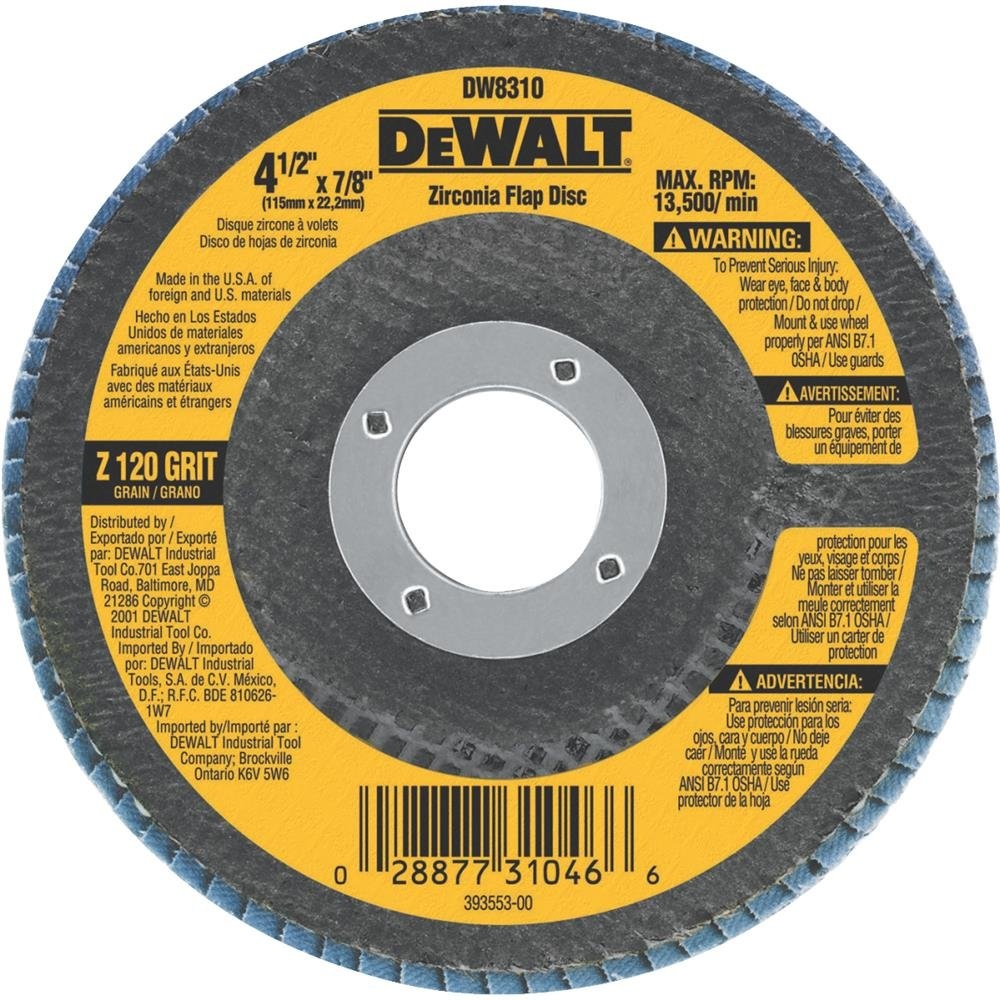 image:imageDEWALT Flap Disc Zirconia 412Inch x 78Inch 80Grit DW830978Inch Hub 1 Count