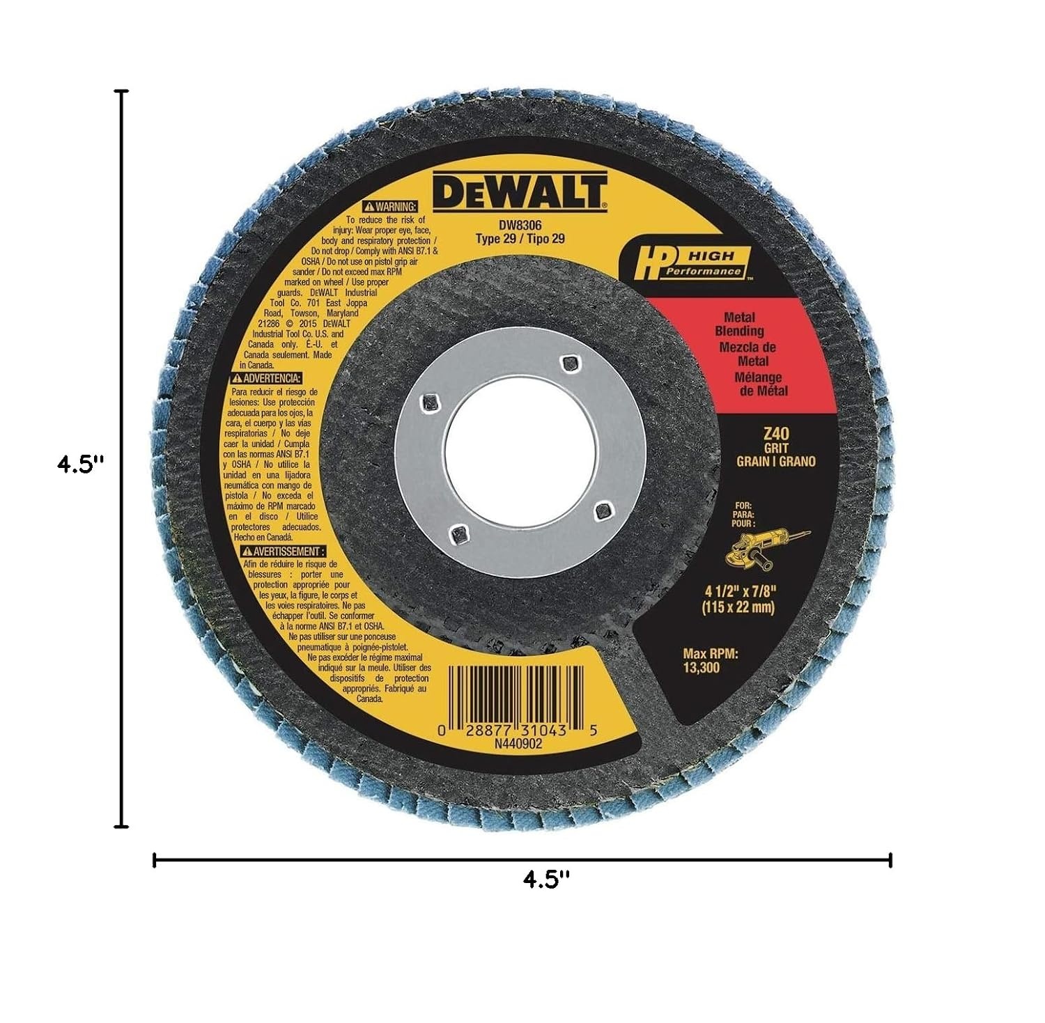 image:imageDEWALT Flap Disc Zirconia 412Inch x 78Inch 80Grit DW830978Inch Hub 1 Count