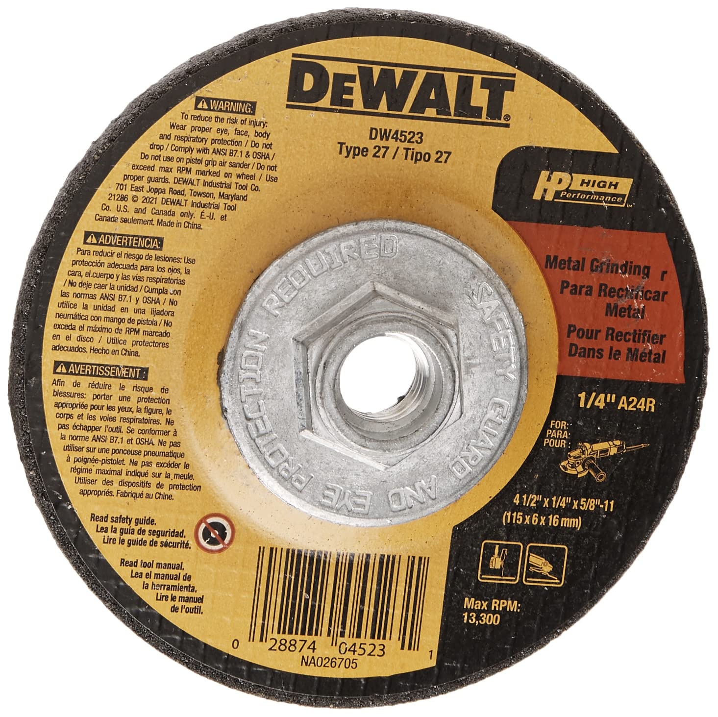 image:imageDEWALT Grinding Wheel General Purpose for Metal 412Inch x 14Inch x 58Inch DW45231 Count Pack of 2