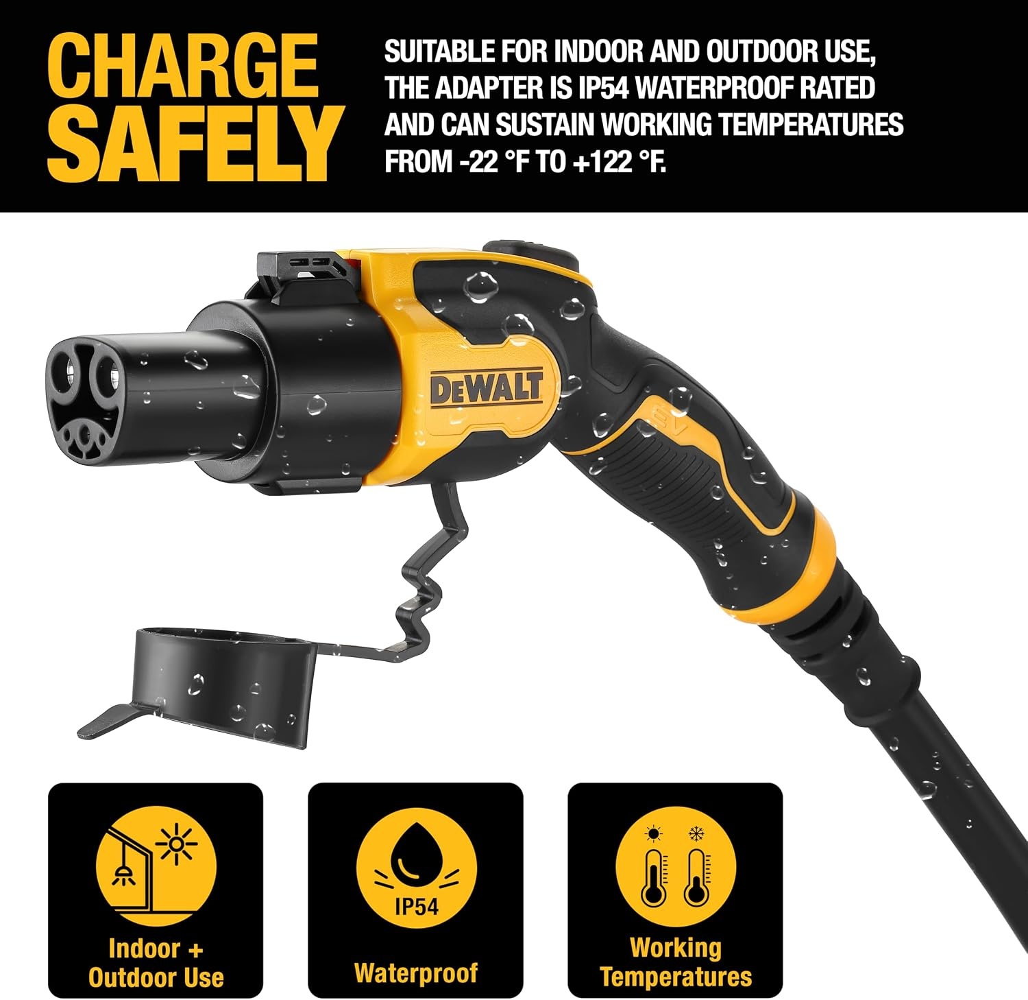 image:imageDEWALT SAE J1772 to Tesla EV Charging Adapter Compatible with All Tesla Electric Vehicles High Power Connector 60A250V Easy to Connect No Tools Required