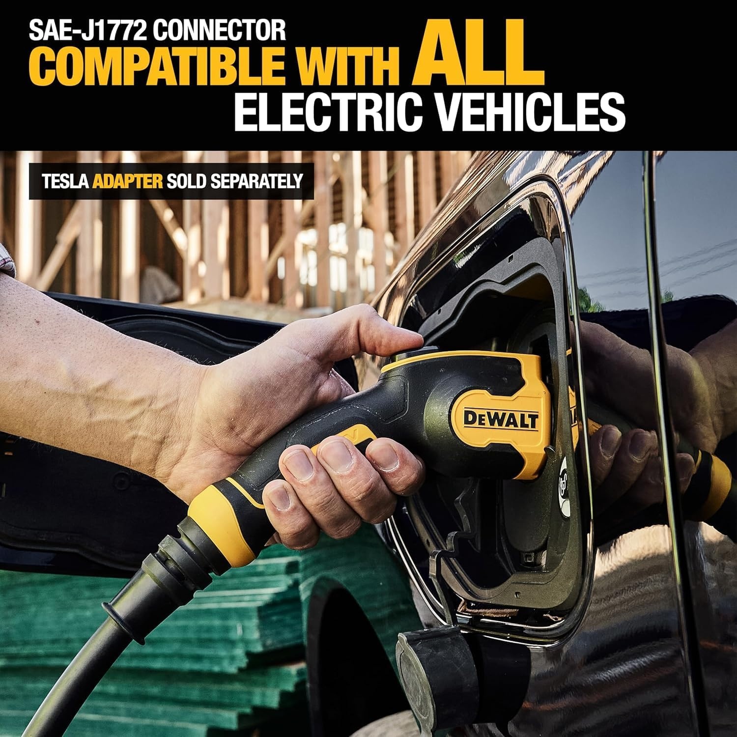 image:imageDEWALT Wall Mount Bracket for Electric Vehicle EV Charger for Charging Handle and Control Box Integrated Cable Organizer Compatible 16 and 32 Amp Portable EV ChargersCharger
