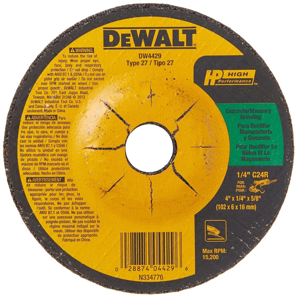 image:imageDEWALT DW4429 4Inch by 14Inch by 58Inch ConcreteMasonry Grinding WheelOne Size