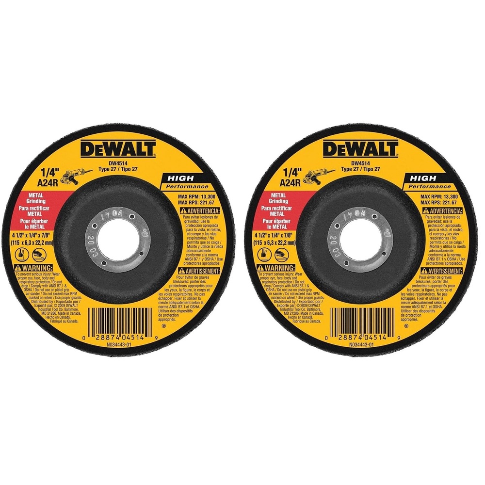 image:imageDEWALT DW4514 14 Thick Grinding Wheel with 412 Diameter and 78 Arbor1 Count Pack of 2