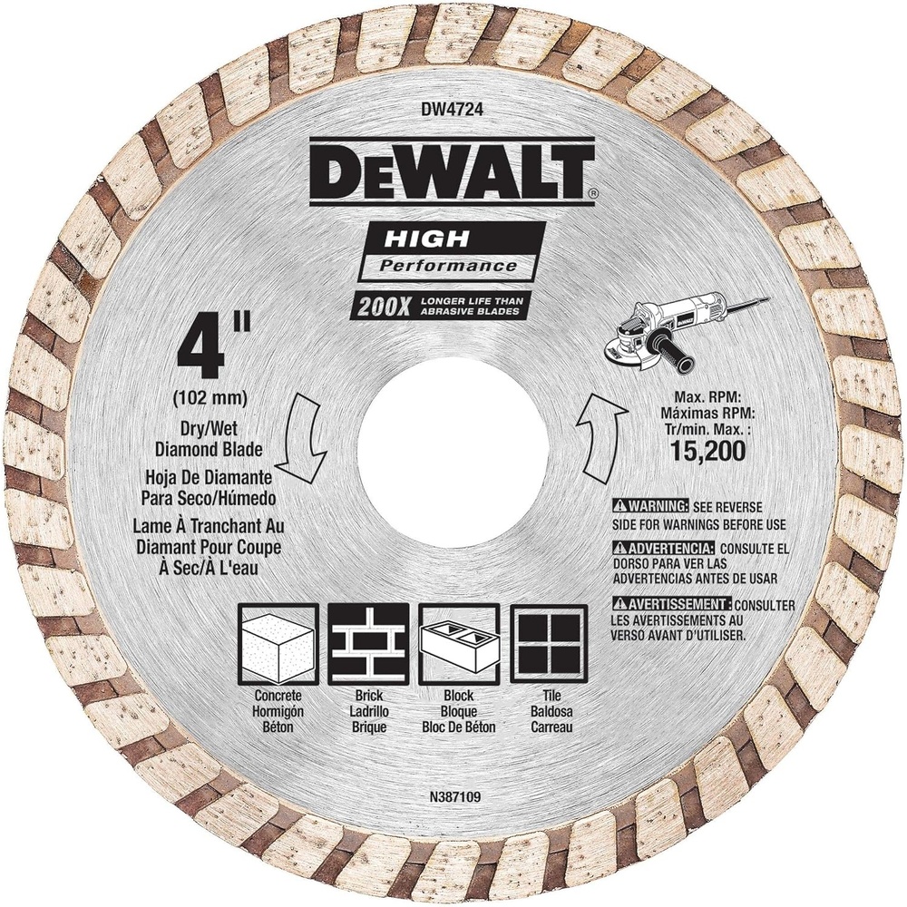 image:imageDEWALT DW4724B 4Inch High Perf Masonry Blade 10Pack