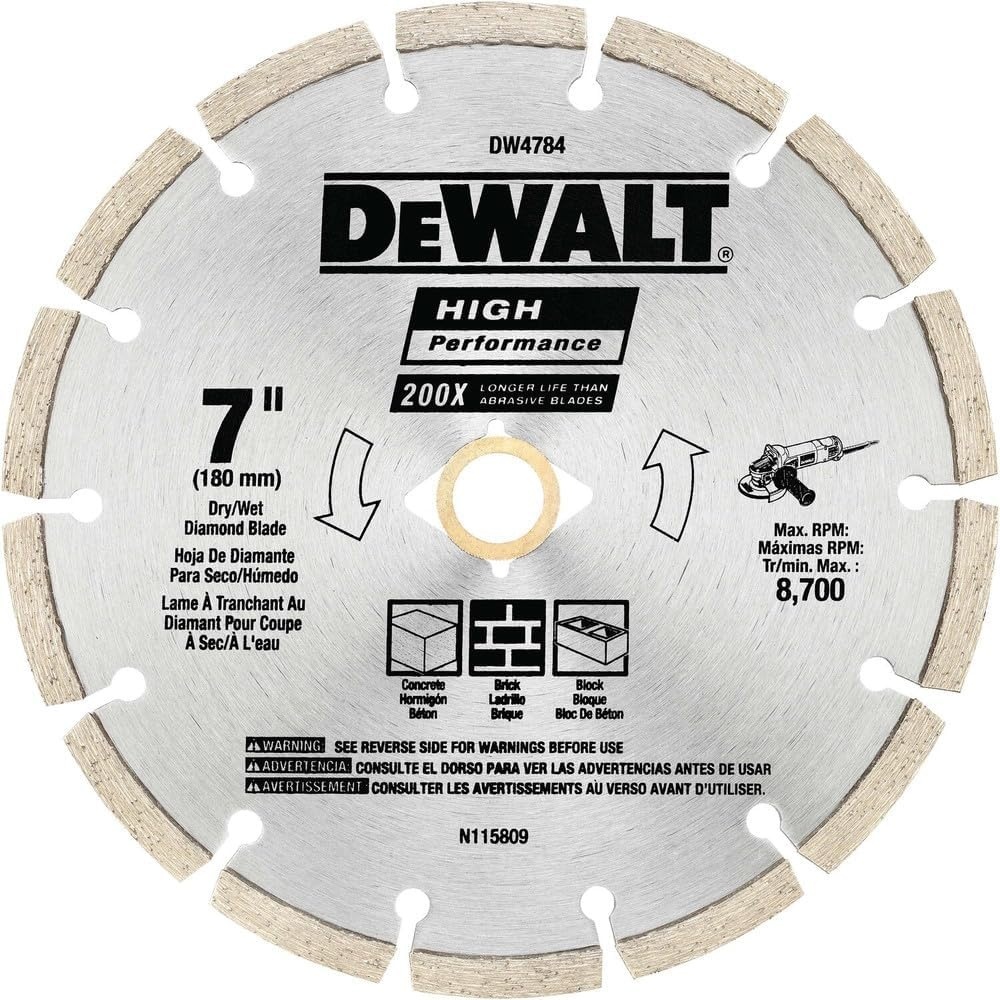 image:imageDEWALT DW4784 7Inch HP Segmented Diamond Blade