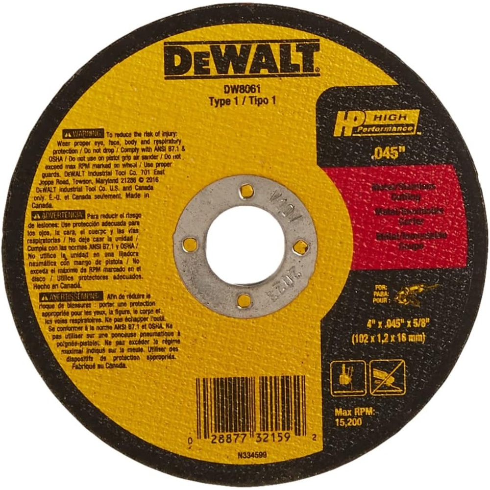 image:imageDEWALT DW8061 4Inch by 045Inch by 58Inch A60T Abrasive MetalINOX Cutting Wheel1 Count Pack of 1