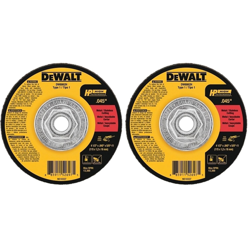 image:imageDEWALT DW8062H 412 X 045 X 5811 HP Type 1 Cutting Wheel1 Count Pack of 2