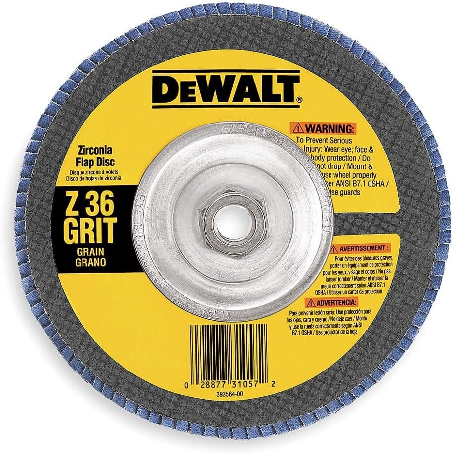 image:imageDEWALT DW8327 7Inch by 58Inch11 36 Grit Zirconia Angle Grinder Flap Disc36G 58Inch Hub