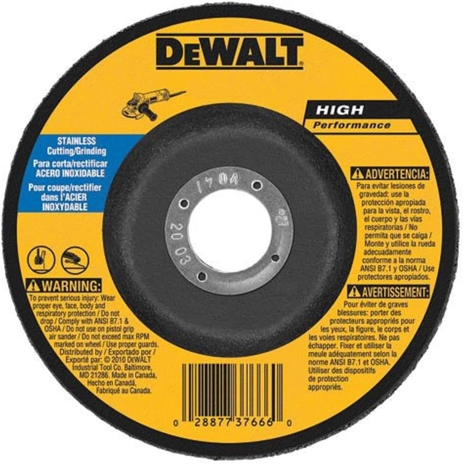 image:imageDEWALT DW8457 6Inch by 18Inch T27 Stainless Steel CuttingGrinding Wheel 78Inch Arbor