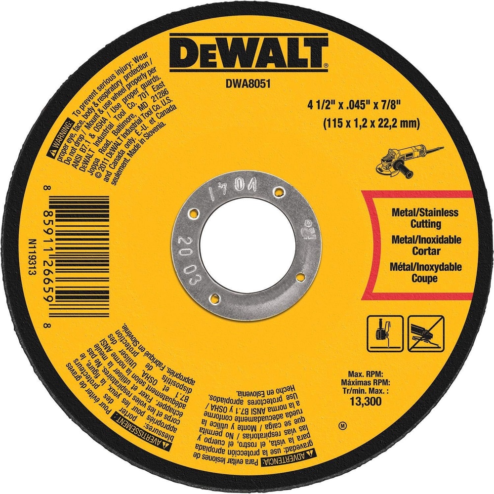 image:imageDEWALT DWA8051 Metal CutOff Wheel 412Inch X 045Inch X 78Inch1 Count Pack of 1