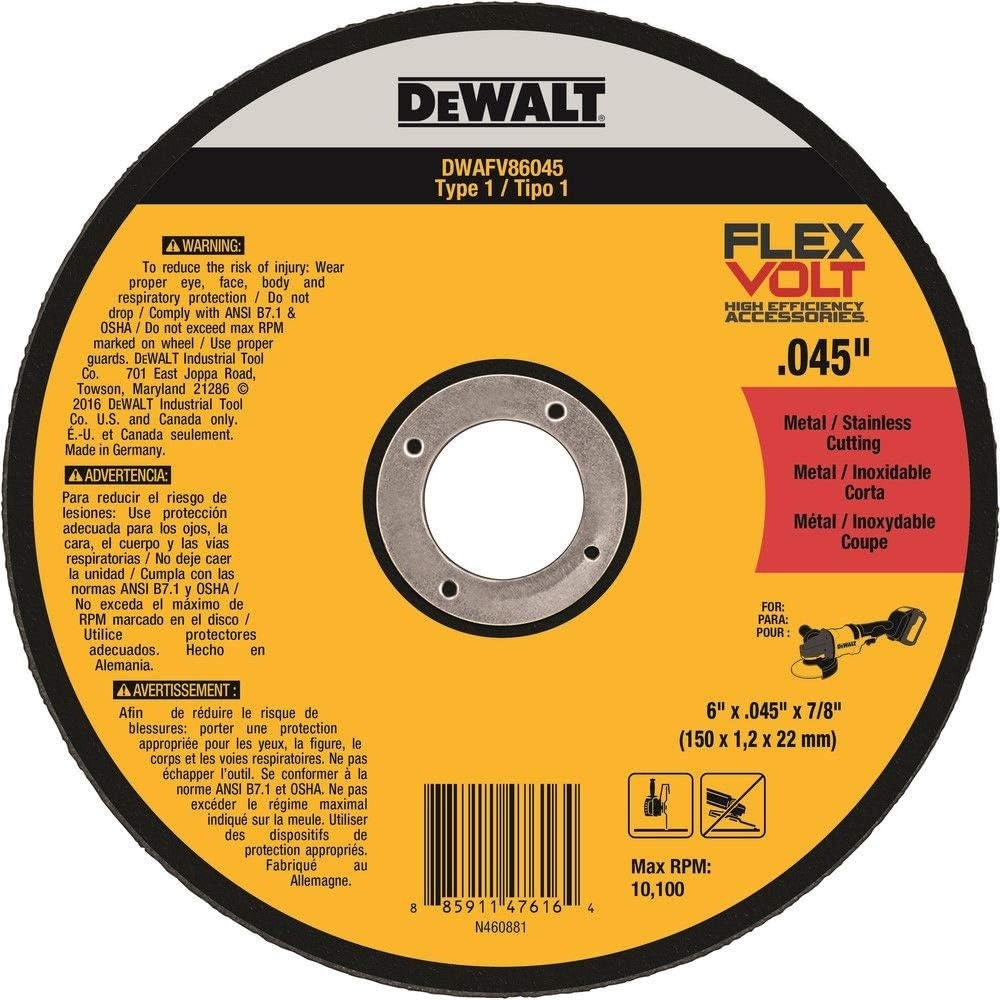 image:imageDEWALT DWAFV86045 FLEXVOLT T1 Cutting Wheel 6 x 045 x 786 x 045 x 78