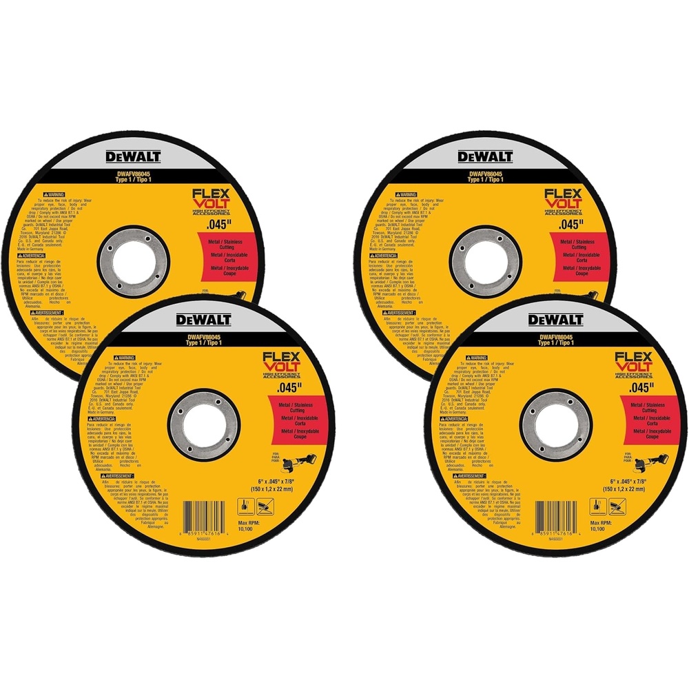 image:imageDEWALT DWAFV86045 FLEXVOLT T1 Cutting Wheel 6 x 045 x 786 x 045 x 78 Pack of 4
